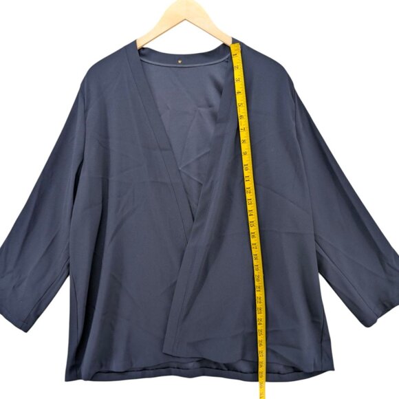 RTW Charleston Open Front Blouse Womens Navy Blue Long Sleeve Flowy Size XXL - Picture 7 of 8